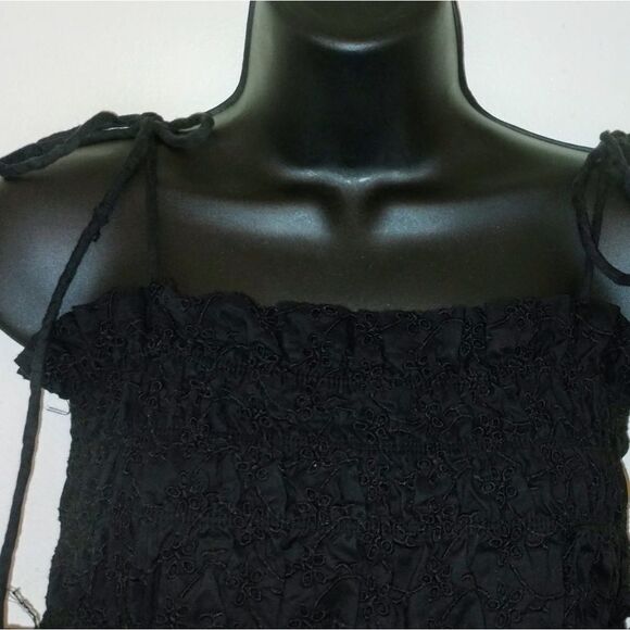 Mango Black Open Work Eyelet Halter with Ruffle Hem Dress - Picture 7 of 12
